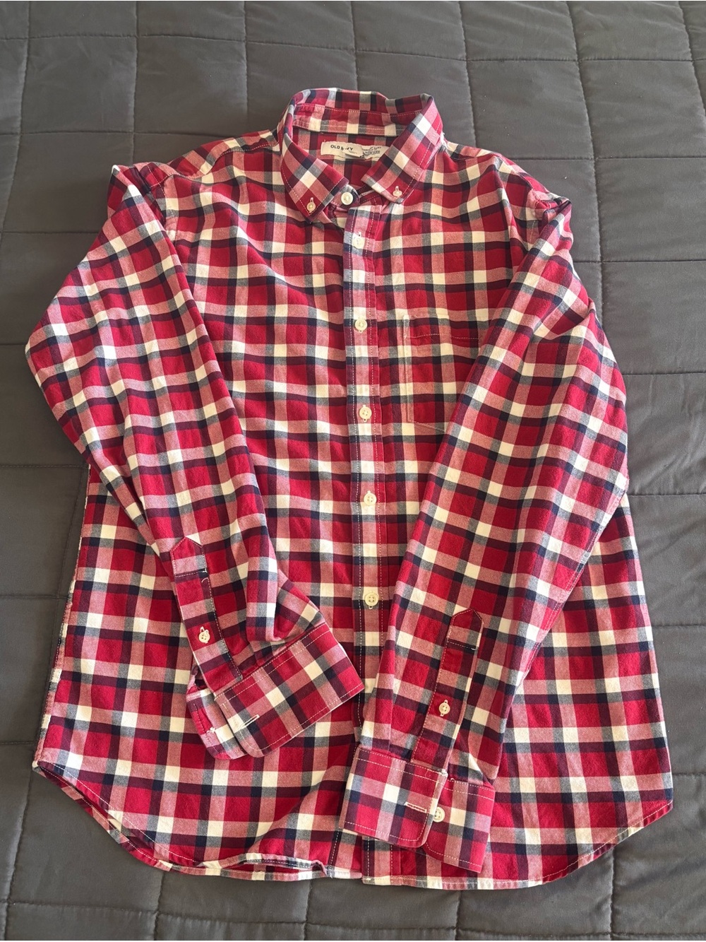 Old Navy Red Plaid Button-Down Shirt - Men's